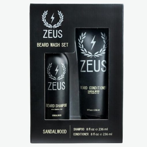 Zeus Beard Shampoo And Conditioner Set (8 Fl Oz), Zeus Sandalwood