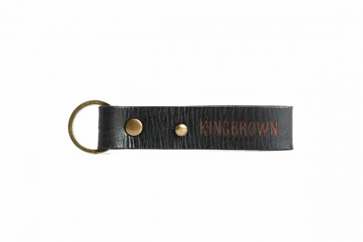 King Brown Leather Key Fob in Black